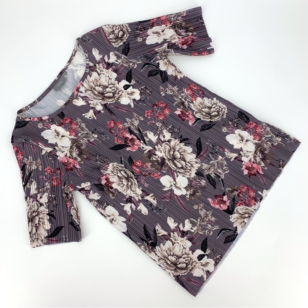 b. young Floral Print Selene Plissé Top, XS